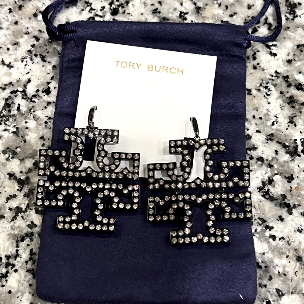 Tory Burch Britten Pave Drop Earrings